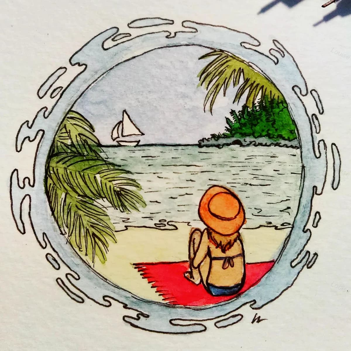 Plage Calédonienne — aquarelle
